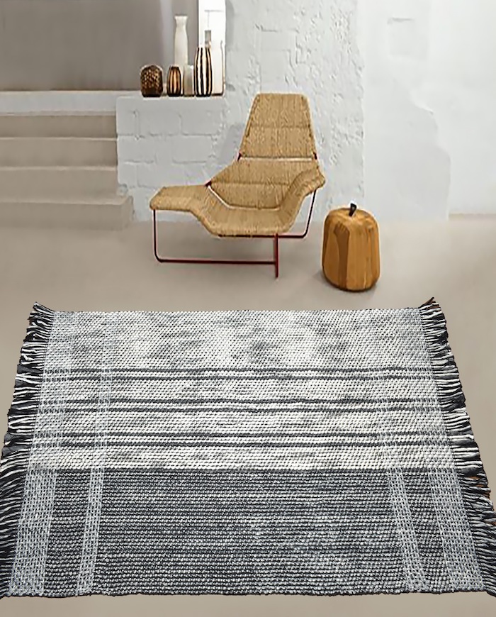 VCP RG 203210 Pet Woven Rug With Fringes- Grey